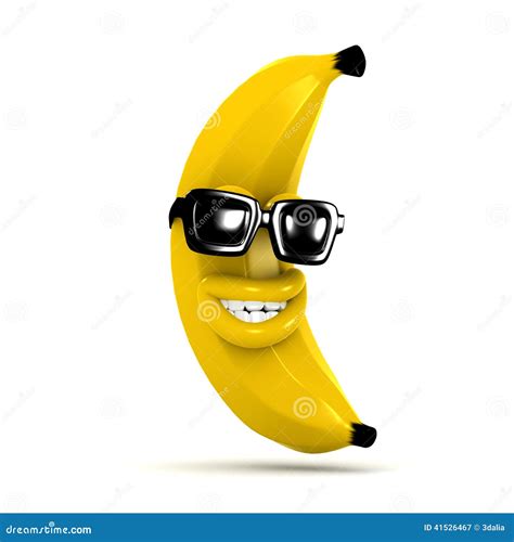 3d Smiling Banana In Sunglasses Stock Illustration Illustration Of