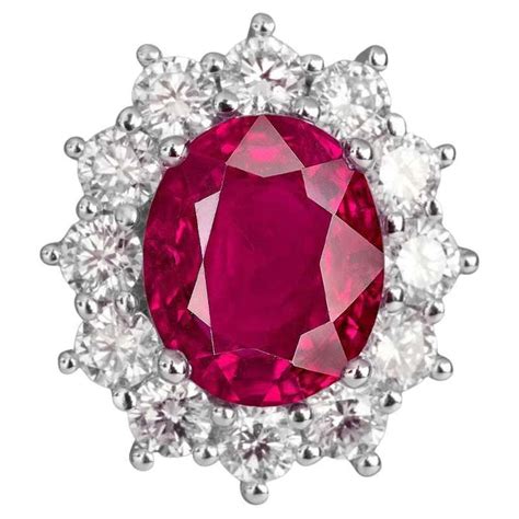 Art Deco Oval Shape Cabochon Burma Ruby Diamond Platinum Ring At 1stdibs