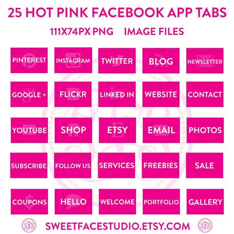 25 Hot Pink Facebook App Tab Images Social Media Icons Instant