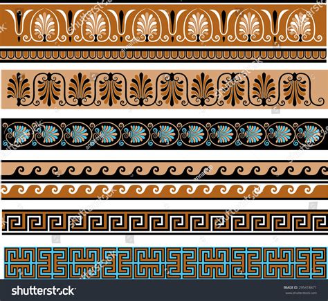 Ancient Greece Themed Decorative Borders Set Stock Vector Illustration