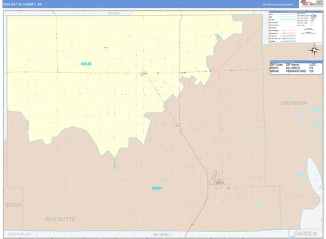Box Butte County Ne Wall Map Color Cast Style By Marketmaps Mapsales