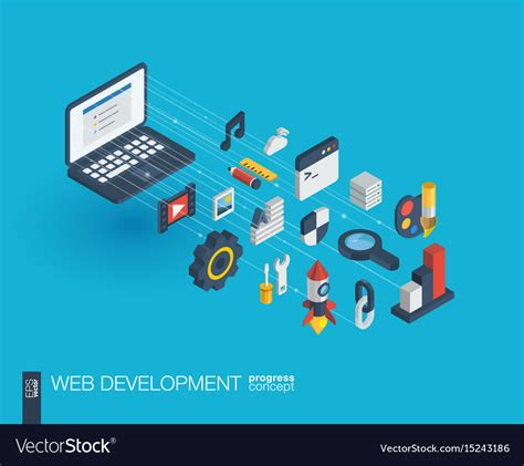 Web Development Integrated 3d Icons Growth Vector Image