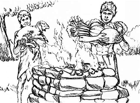 Abel And Cain Put Their Sacrifice Into The Fire Coloring Page : Coloring Sky in 2021 | Coloring