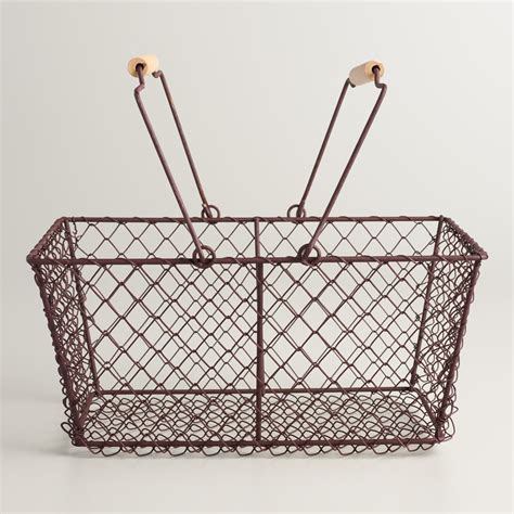 Rectangular Rustic Wire Basket Wire Baskets Storing Craft Supplies