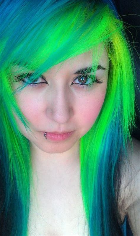 Lime Green And Blue Hair Hair To Dye For Green Pinterest