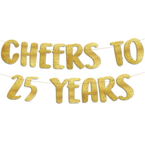 Buy Cheers To 25 Years Gold Glitter Banner 25th Anniversary And