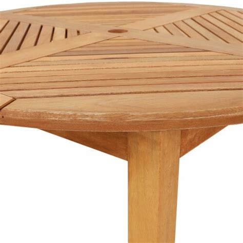 Sunnydaze Meranti Wood Outdoor Patio Dining Table With Teak Oil Finish