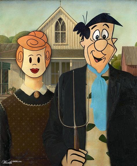 Fred And Wilma American Gothic Parody American Gothic Art Parody