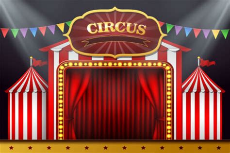 Striped Circus Red Stage Curtains Backdrop 7x5ft Vinyl Photography