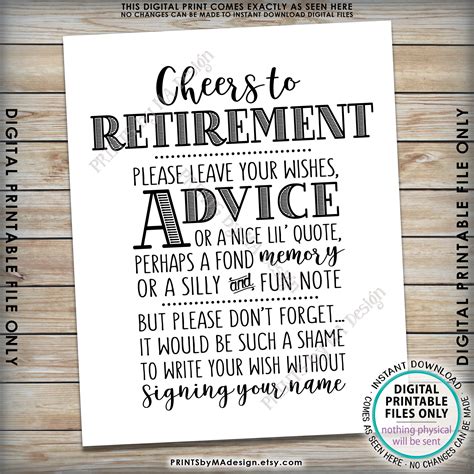 Cheers To Retirement Party Sign Leave Your Wishes Advice Etsy Canada