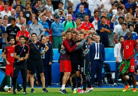 A silver y moth attends to ronaldo during the euro 2016 final. Portugal v France Euro 2016 final: The game's greatest ...