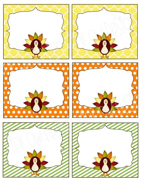 thanksgiving turkey name food labels by pinkowlpartydesign 1 00 food labels etsy