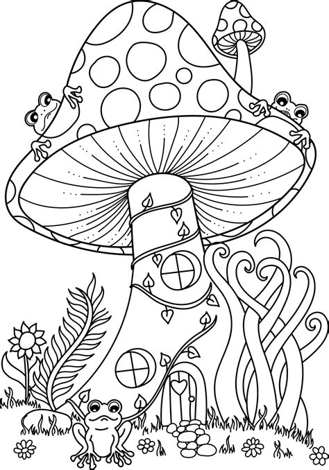 Mushroom Coloring Page Vector Art Icons And Graphics For Free Download