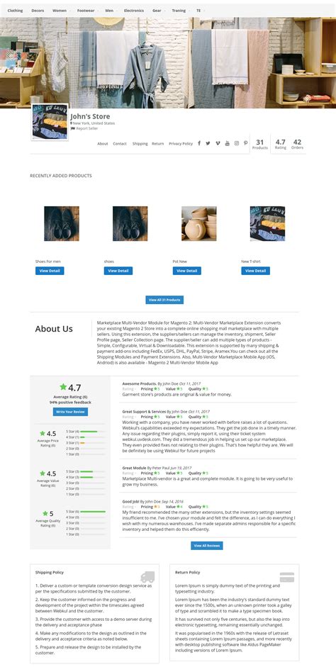 How The Seller Profile Page Looks Like On Frontend View Using Our Multi