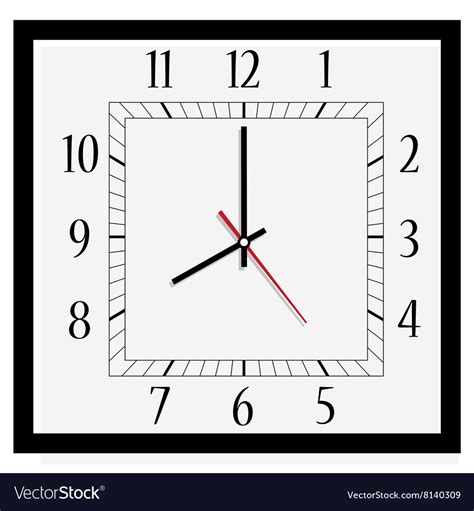 Square Wall Clock Royalty Free Vector Image Vectorstock