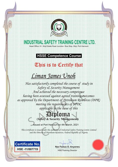 Diploma In Safety And Security Management Industrial Safety Training