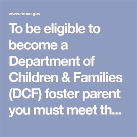 To Be Eligible To Become A Department Of Children And Families Dcf