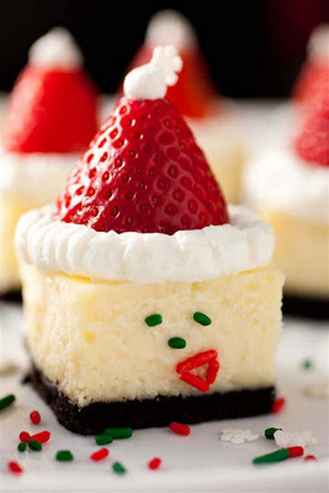 Santa Hat Cheesecake Bites Holiday Desserts Holiday Tarts Christmas