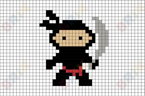 Ninja Pixel Art On Grid Vectoriels Visuel Pixel Art Grid