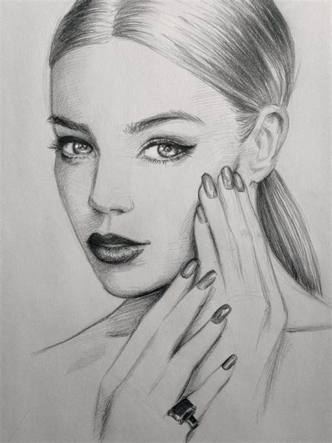 Nails Art Sketch Drawing Makeup Hair Beautiful Pencil Portrait