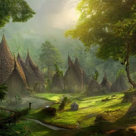 An Elven Village Surrounded By A Forest Matte Stable Diffusion Openart