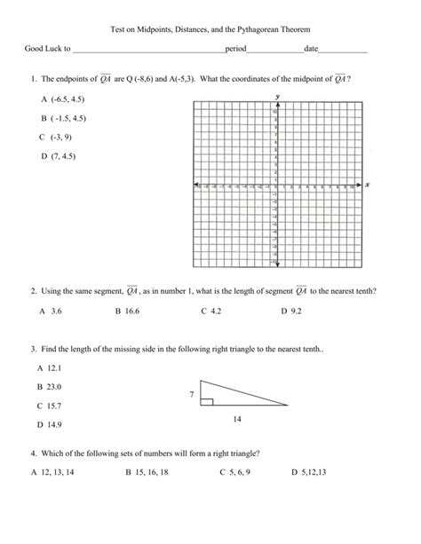 Distance And Midpoint Worksheet Answers