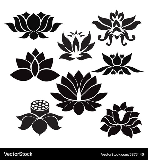 Lotus Pattern Flowers Silhouettes Royalty Free Vector Image