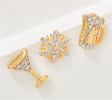 Affinity K Gold Plated Diamond Motif Stud Earrings Cttw Qvc Com