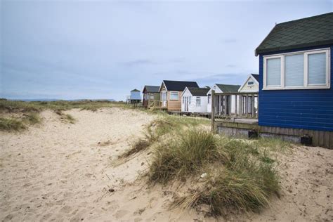 Lovely Beach Huts On Sand Dunes And Beach Landscape Stock Image Image