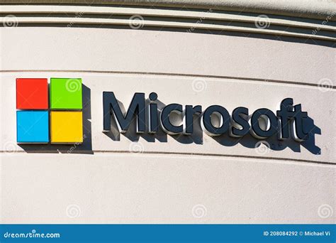 Microsoft Sign And Logo On The Facade Editorial Photography Image Of