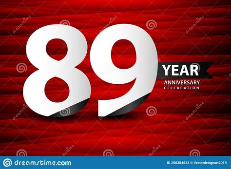 89 year anniversary celebration logo vector on red background 89 number design 89th birthday