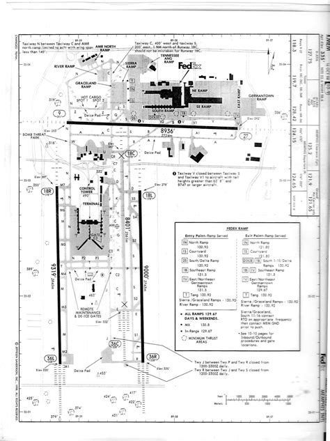 Kmem 1998 Fedex Laminated Map Of Memphis International Airport Terminals