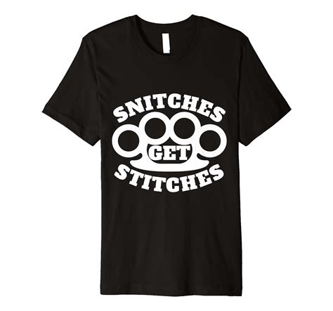 snitches get stitches funny fight fighting tee shirt t shirt clothing