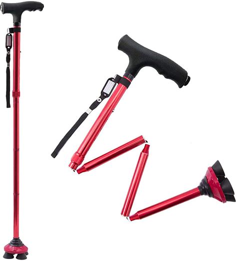 Review Of Bigalex Folding Walking Cane With Led Lightpivoting Quad Base