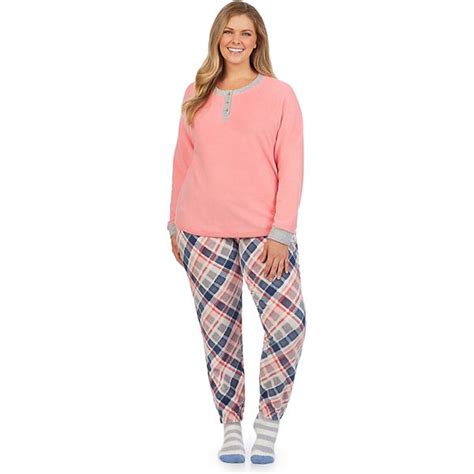 Plus Size Cuddl Duds Microfleece Pajama Top Pajama Pants And Socks Set