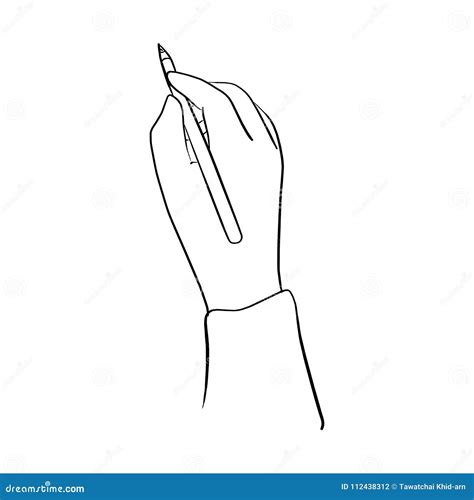 Hand Holding Pencil Vector Illustration Sketch Hand Drawn With B Stock