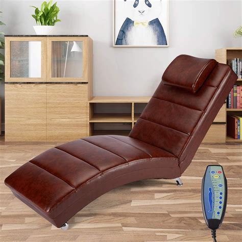 erommy synthetic leather chaise longue with massage function massage chair brown