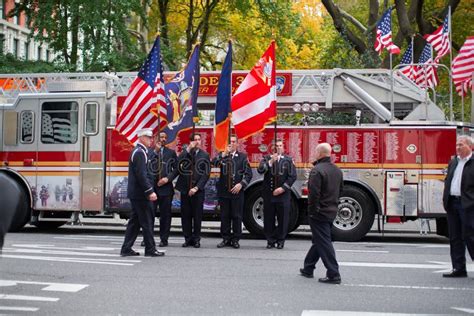 New York Fire Department Firefighters Preparing For Veterans Day Parade