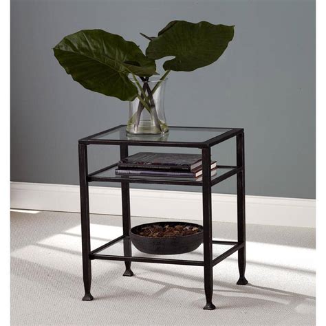 Acme Furniture Valora Champagne And Black Glass Top End Table 81832