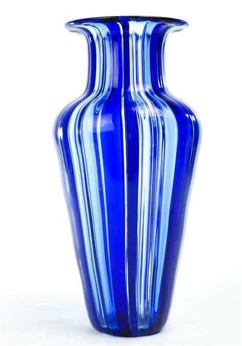 Vintage Blue Murano Glass Vase Oleon Made Murano Glass