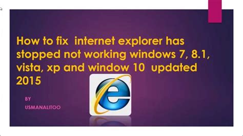 This solution checks the operating system for missing and corrupt files and replaces them with the original file version to make sure only valid files are used. How to fix internet explorer has stopped not working ...