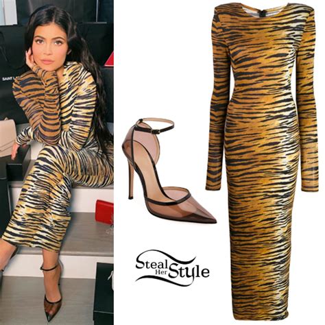 Kylie Jenner Tiger Print Dress Perspex Pumps Steal Her Style