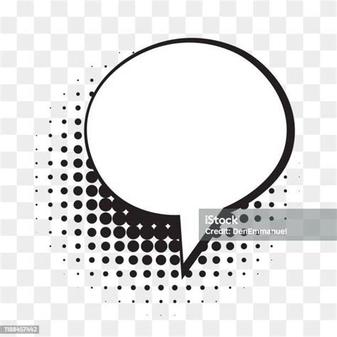 Comic Empty Speech Bubble On Halftone Dots Background In Retro Style