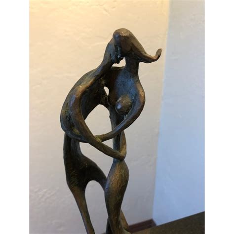 Vintage Modern Couple Embracing Bronze Sculpture Signed Burn Chairish