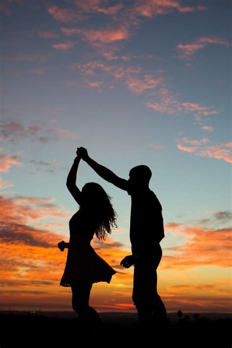 Dancing And Twirling Into The Sunset A Beautiful Engagement Silhouette Today Pin Photo