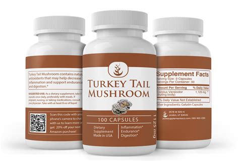 turkey tail mushroom 100 capsules etsy