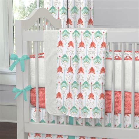 Coral And Teal Arrows Fabric By The Yard Coral Fabric Carousel Designs