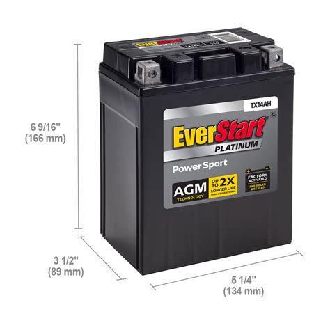 Everstart Premium Agm Powersport Battery Group Size Tx14ah 12 Volt