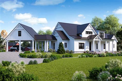 Exclusive Modern Farmhouse Plan With Loft Overlook