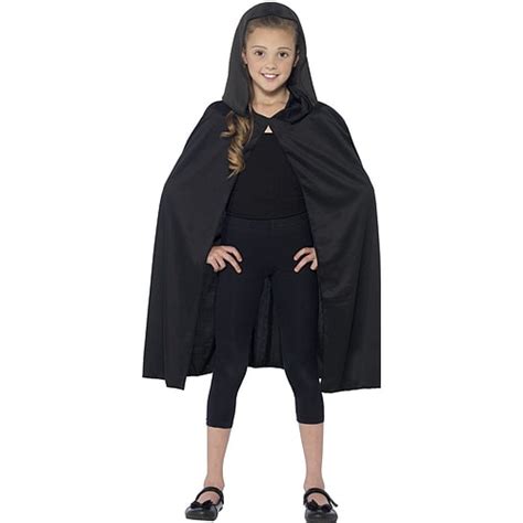 Buy Onesize Childrens Fancy Dress Hooded Cape Black Witches Kids Cloak